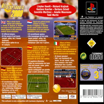 All Star Tennis 2000 (EU) box cover back